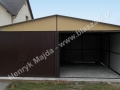 Brązowożółty garaż blaszany 6x5 bramy uchylne: RAL 8017, ściany RAL 1002